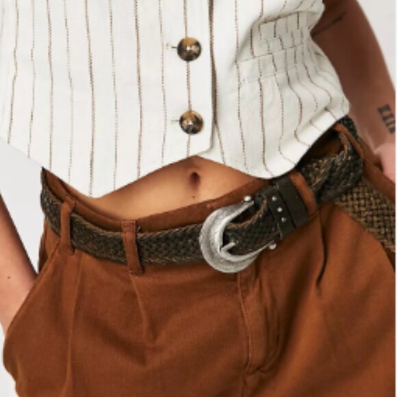 NEW Free People Brix Belt  genuine leather in Tapenade 259 3S2 main image 4